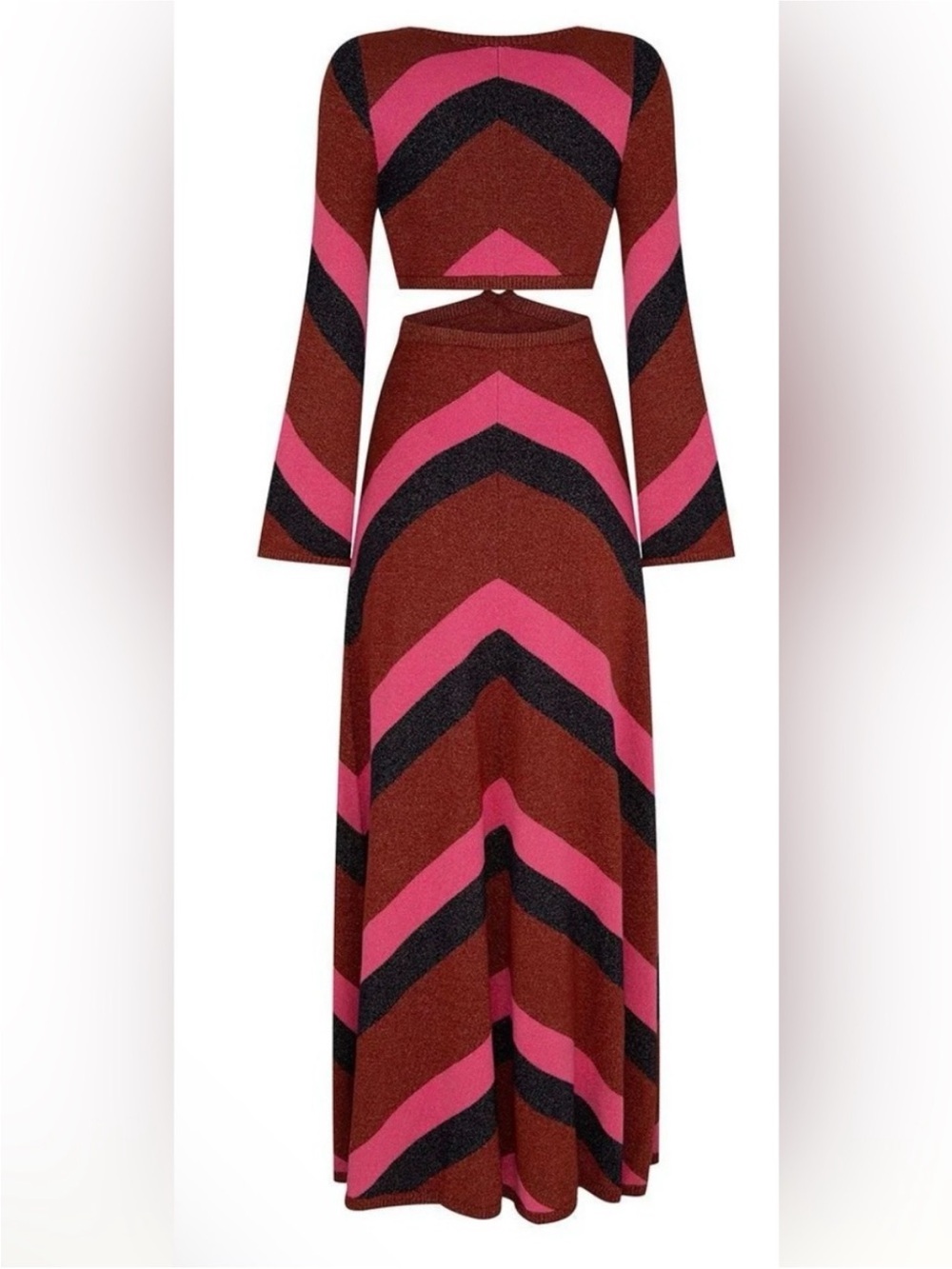 Spell Mylee Knit Maxi Gown in Brown, Pink & Black Chevron - Picture 4 of 9